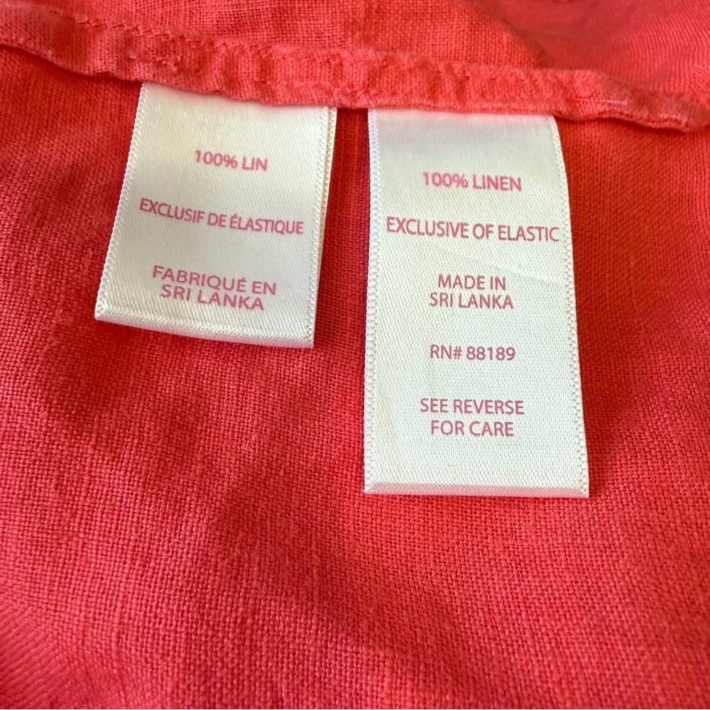 Lilly Pulitzer Womens Mialeigh Elbow Sleeve Top 100% Linen in Cane Corol Size 2